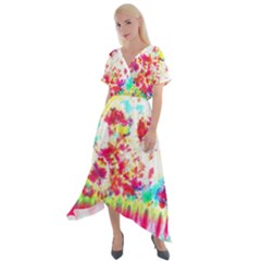 Pattern Decorated Schoolbus Tie Dye Cross Front Sharkbite Hem Maxi Dress by Amaryn4rt