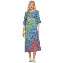 Bubbles Rainbow Colourful Colors Double Cuff Midi Dress by Amaryn4rt