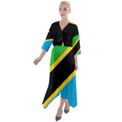 Flag Of Tanzania Quarter Sleeve Wrap Front Maxi Dress by Amaryn4rt