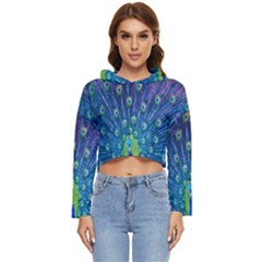 Amazing Peacock Women s Lightweight Cropped Hoodie by Simbadda