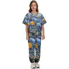 Colorful Aquatic Life Wall Mural Kids  Tee And Pants Sports Set by Simbadda