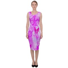 Butterfly Cut Out Pattern Colorful Colors Sleeveless Pencil Dress by Simbadda