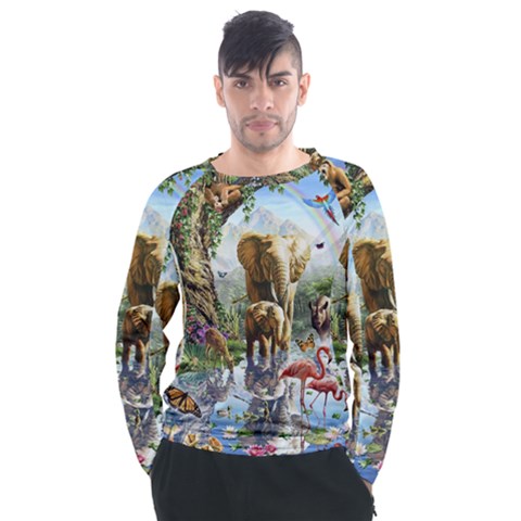 Beautiful Jungle Animals Men s Long Sleeve Raglan Tee by Ravend