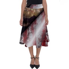 Independence Day Background Abstract Grunge American Flag Perfect Length Midi Skirt by Ravend