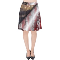 Independence Day Background Abstract Grunge American Flag Velvet High Waist Skirt by Ravend