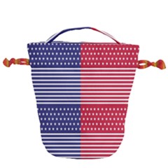 American Flag Patriot Red White Drawstring Bucket Bag by Celenk