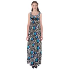 Peacock Pattern Close Up Plumage Empire Waist Maxi Dress by Celenk