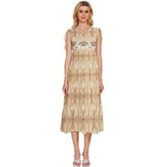 Wells Cathedral Well Cathedral V-neck Drawstring Shoulder Sleeveless Maxi Dress by Celenk