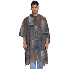 Background Metal Pattern Texture Men s Hooded Rain Ponchos by Celenk