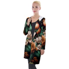 Floral Flower Blossom Bloom Flora Hooded Pocket Cardigan by Vaneshop