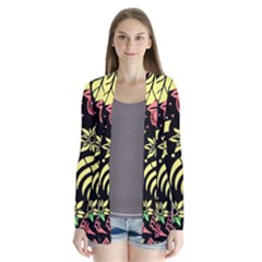 Flower Leaves Floral Flora Nature Drape Collar Cardigan by Vaneshop