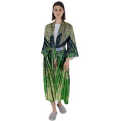 Acrylic Abstract Art Design  Maxi Satin Kimono by Rbudhiya