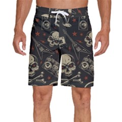 Grunge Seamless Pattern With Skulls Men s Beach Shorts by Amaryn4rt