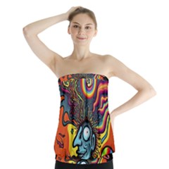 Hippie Rainbow Psychedelic Colorful Strapless Top by uniart180623