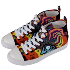 Hippie Rainbow Psychedelic Colorful Women s Mid-top Canvas Sneakers by uniart180623