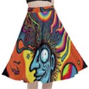 Hippie Rainbow Psychedelic Colorful A-Line Full Circle Midi Skirt With Pocket View1