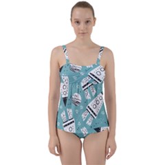 Cute-seamless-pattern-with-rocket-planets-stars Twist Front Tankini Set by uniart180623