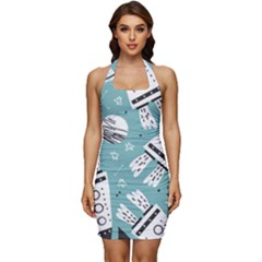 Cute-seamless-pattern-with-rocket-planets-stars Sleeveless Wide Square Neckline Ruched Bodycon Dress by uniart180623