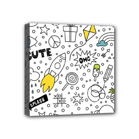 Set-cute-colorful-doodle-hand-drawing Mini Canvas 4  X 4  (stretched) by uniart180623