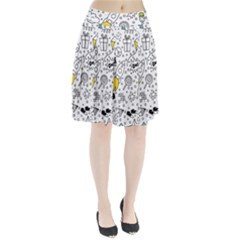 Set-cute-colorful-doodle-hand-drawing Pleated Skirt by uniart180623