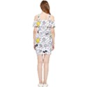 Set-cute-colorful-doodle-hand-drawing Shoulder Frill Bodycon Summer Dress View2