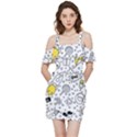 Set-cute-colorful-doodle-hand-drawing Shoulder Frill Bodycon Summer Dress View3