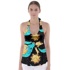 Seamless-pattern-with-sun-moon-children Babydoll Tankini Top by uniart180623