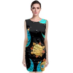 Seamless-pattern-with-sun-moon-children Classic Sleeveless Midi Dress by uniart180623