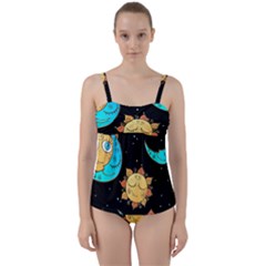 Seamless-pattern-with-sun-moon-children Twist Front Tankini Set by uniart180623