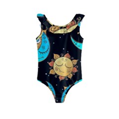 Seamless-pattern-with-sun-moon-children Kids  Frill Swimsuit by uniart180623