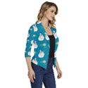 Elegant-swan-pattern-with-water-lily-flowers Women s Draped Front 3/4 Sleeve Shawl Collar Jacket View3