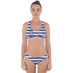 Seamless-marine-pattern Cross Back Hipster Bikini Set by uniart180623