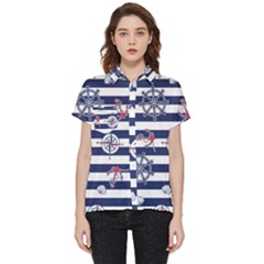 Seamless-marine-pattern Short Sleeve Pocket Shirt by uniart180623