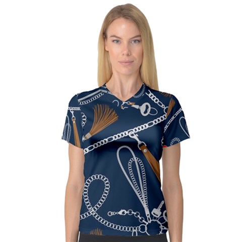 Chains-seamless-pattern V-neck Sport Mesh Tee by uniart180623