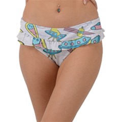 Cute-seamless-pattern-with-space Frill Bikini Bottoms by uniart180623