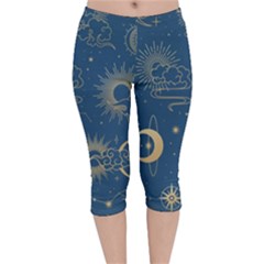 Seamless-galaxy-pattern Velvet Capri Leggings  by uniart180623