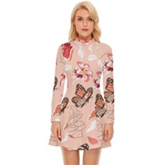 Beautiful-seamless-spring-pattern-with-roses-peony-orchid-succulents Long Sleeve Velour Longline Dress by uniart180623