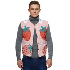 Strawberry-seamless-pattern Men s Short Button Up Puffer Vest	 by uniart180623