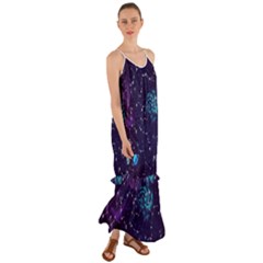 Realistic-night-sky-poster-with-constellations Cami Maxi Ruffle Chiffon Dress by uniart180623