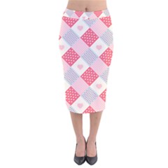 Cute-kawaii-patches-seamless-pattern Velvet Midi Pencil Skirt by uniart180623