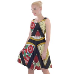 Vector-seamless-pattern-with-italian-pizza-top-view Knee Length Skater Dress by uniart180623