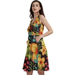 Fabulous-colorful-floral-seamless Sleeveless V-neck Skater Dress With Pockets by uniart180623