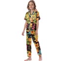 Fabulous-colorful-floral-seamless Kids  Satin Short Sleeve Pajamas Set View1