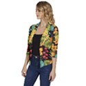 Fabulous-colorful-floral-seamless Women s Draped Front 3/4 Sleeve Shawl Collar Jacket View2