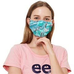 Sea-waves-seamless-pattern Fitted Cloth Face Mask (adult) by uniart180623