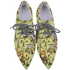 Seamless-pattern-with-flowers-owls Pointed Oxford Shoes by uniart180623