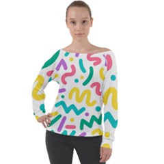 Abstract-pop-art-seamless-pattern-cute-background-memphis-style Off Shoulder Long Sleeve Velour Top by uniart180623