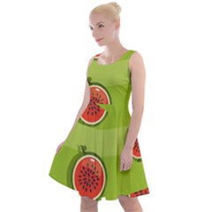 Seamless-background-with-watermelon-slices Knee Length Skater Dress by uniart180623