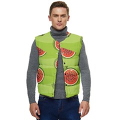 Seamless-background-with-watermelon-slices Men s Short Button Up Puffer Vest	 by uniart180623