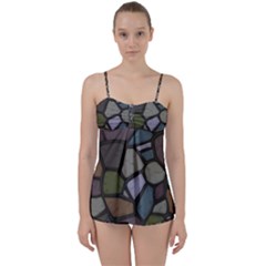 Cartoon-colored-stone-seamless-background-texture-pattern - Babydoll Tankini Set by uniart180623